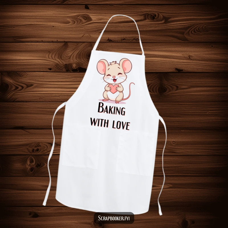 Funny Mouse Apron: A giggling mouse drawing a heart, keeping you clean during art projects, a humorous and charming accessory.