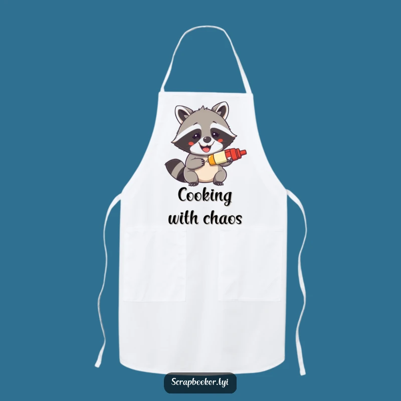 Funny Raccoon Apron - Mischievous Glue Stick Kitchen Apron, Great Crafter Gift
