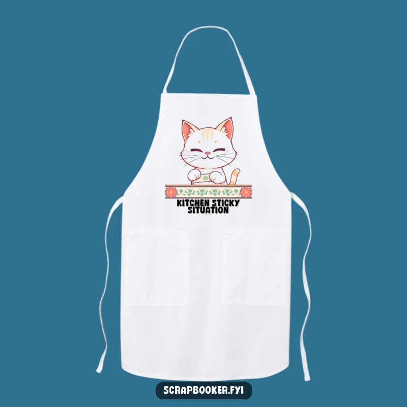 Funny Cat Tape Apron A Hilarious Gift for Messy Cat Owners with a Smile