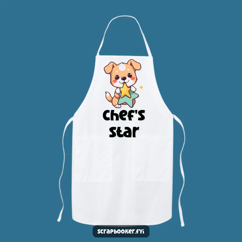 Funny Dog Apron: Playful Star Sticker - Chef's Happy Attire