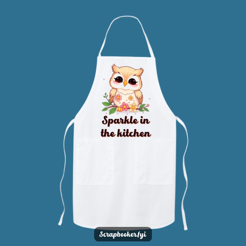 Funny Giggling Owl Flower Sequins Apron - Hilarious Chef & Crafter Wear