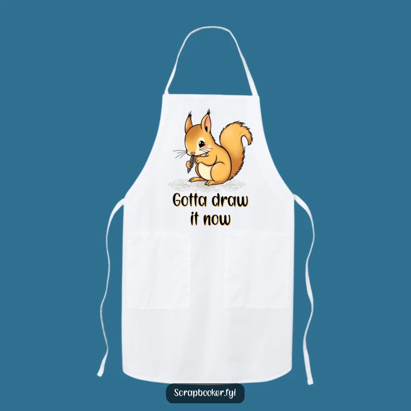 Funny Squirrel Artist Apron: Determined Chef's Pen Art, Perfect Kitchen Gift