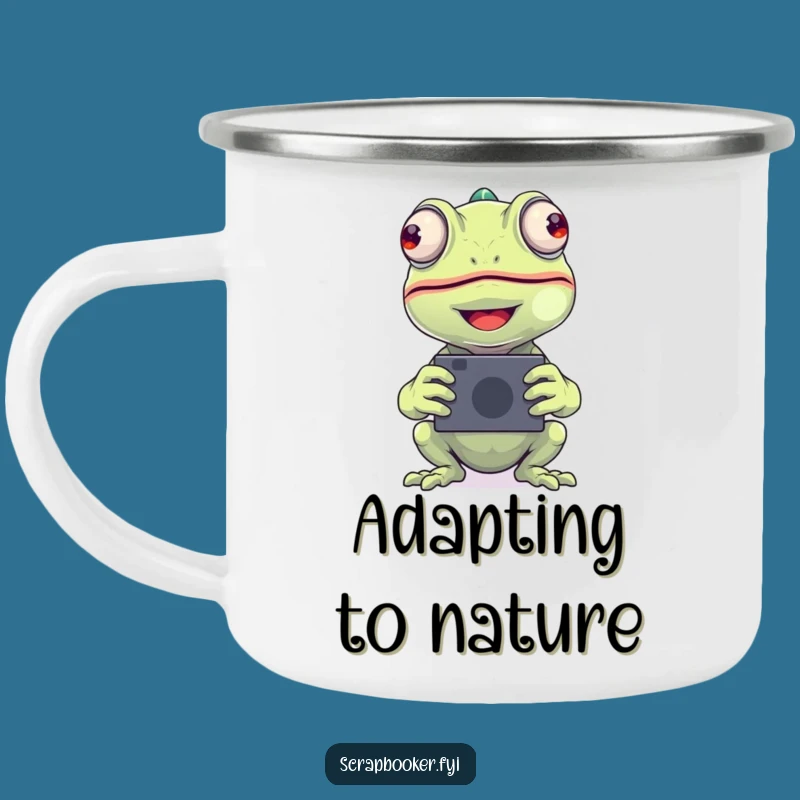 Funny Chameleon Photo Camping Mug A Rugged Gift for Adventurous Photographers