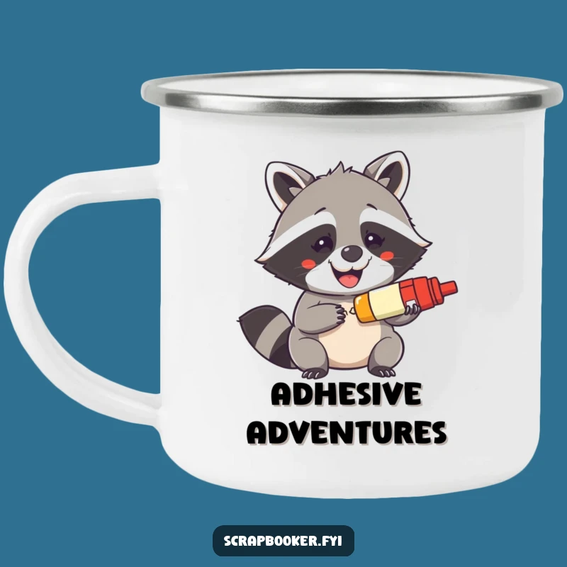 Funny Raccoon Camping Mug - Mischievous Glue Stick Enamel Mug, Outdoor Crafter Gift