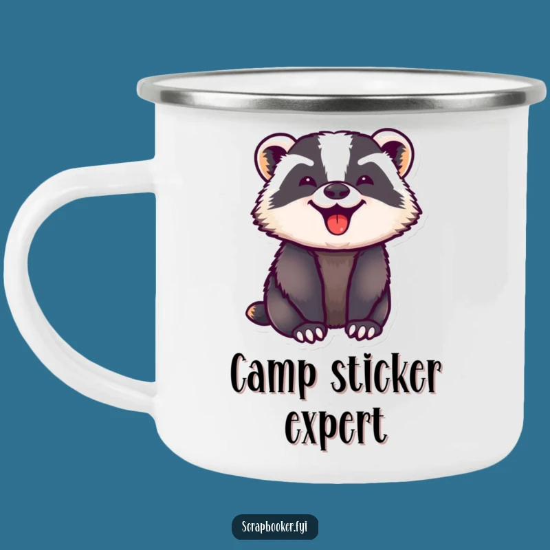 Funny Badger Camping Mug: Joyful Sticker Application for Outdoors