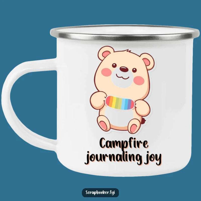 Funny Happy Bear Sticker Camping Mug - Crafting Adventures with Joy