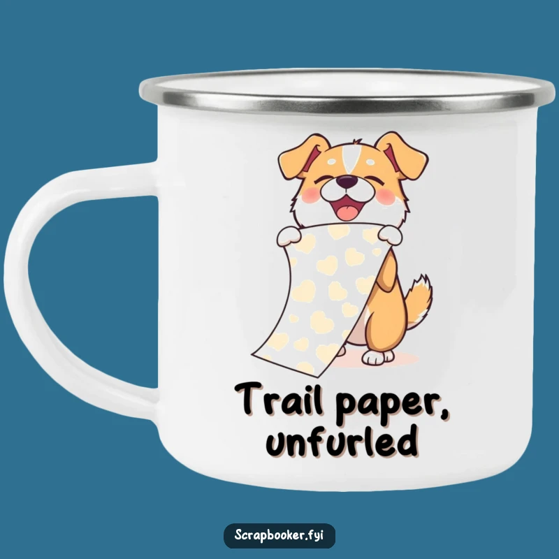 Funny Dog Paper Flourish Camping Mug: Joyful Outdoor Fun, Perfect Gift