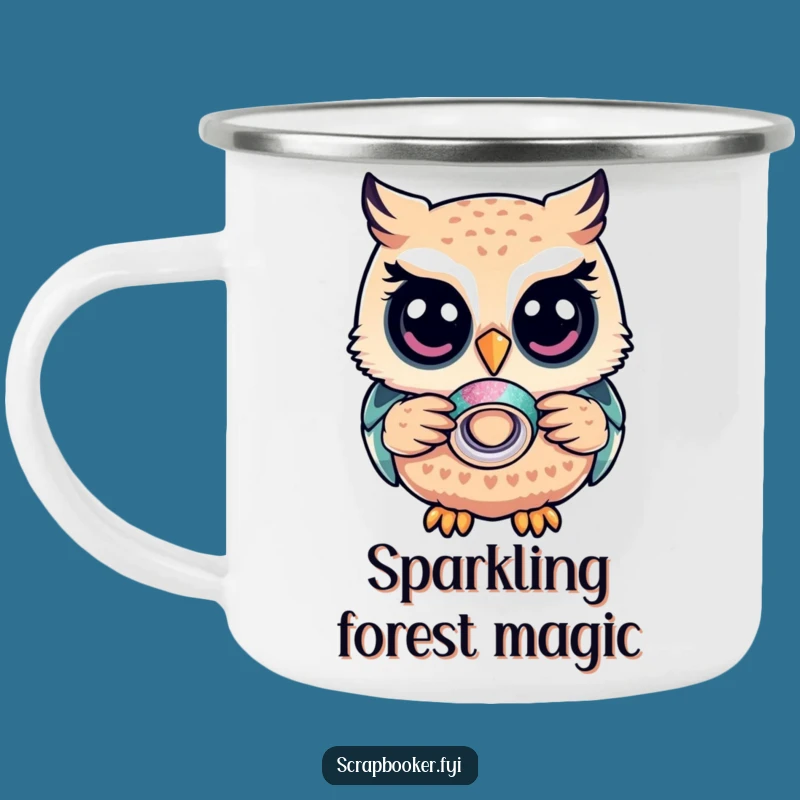 Funny Owl Glitter Tape Camping Mug: Sparkle on Your Adventures