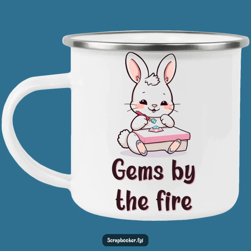 Funny Bunny Crafting Camping Mug: Playful Gem Bunny, Outdoor DIY Fun