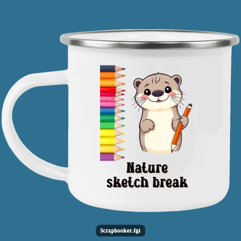 Funny Otter Sketch Camping Mug: Enjoy Creative Sips Outdoors with This Hilarious Cup
