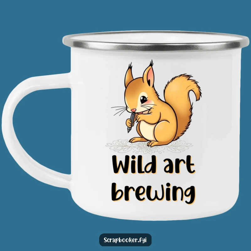 Funny Squirrel Artist Camping Mug: Brave Pen Art, Perfect Outdoor Gift