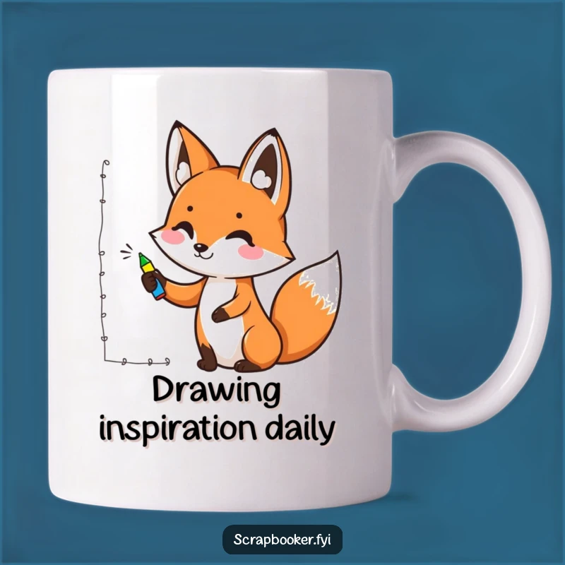 Funny Fox Art Mug: Cheerful Animal Drawing Designs, Creative & Funny Gift