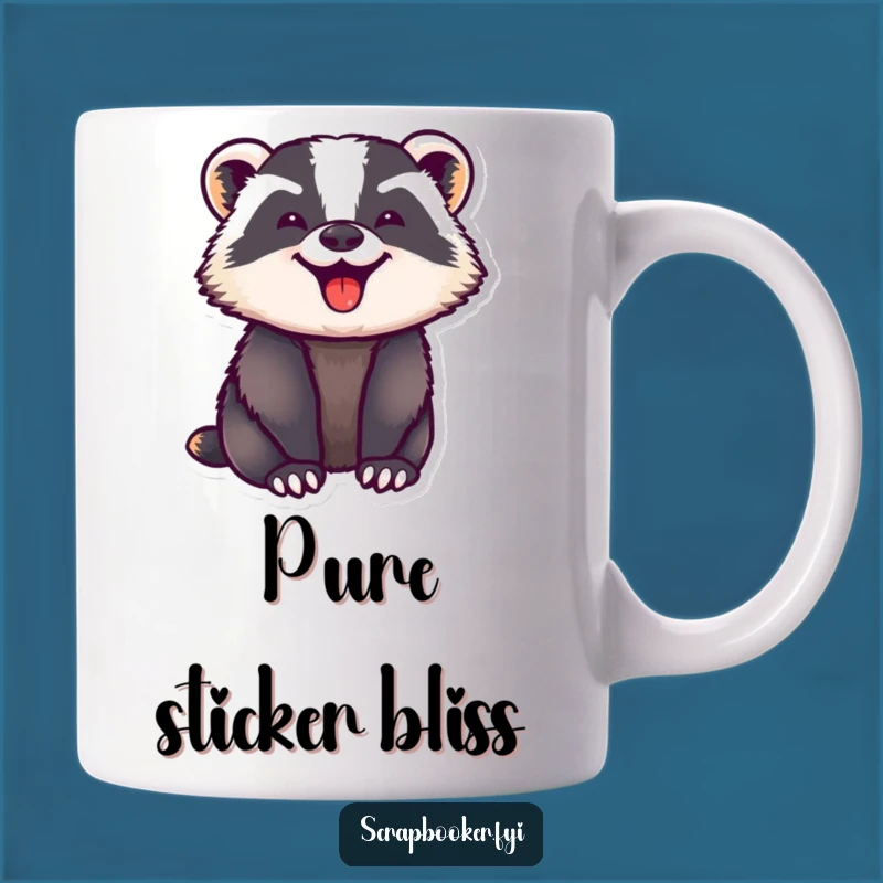Funny Badger Sticker Mug: Joyful Animal Enthusiast Gift for Grumpy Days
