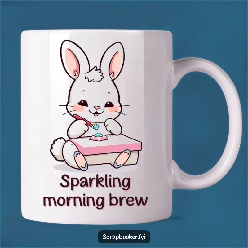 Funny Bunny Crafting Mug: Playful Bunny Glues Gem, Hilarious DIY Gift Idea