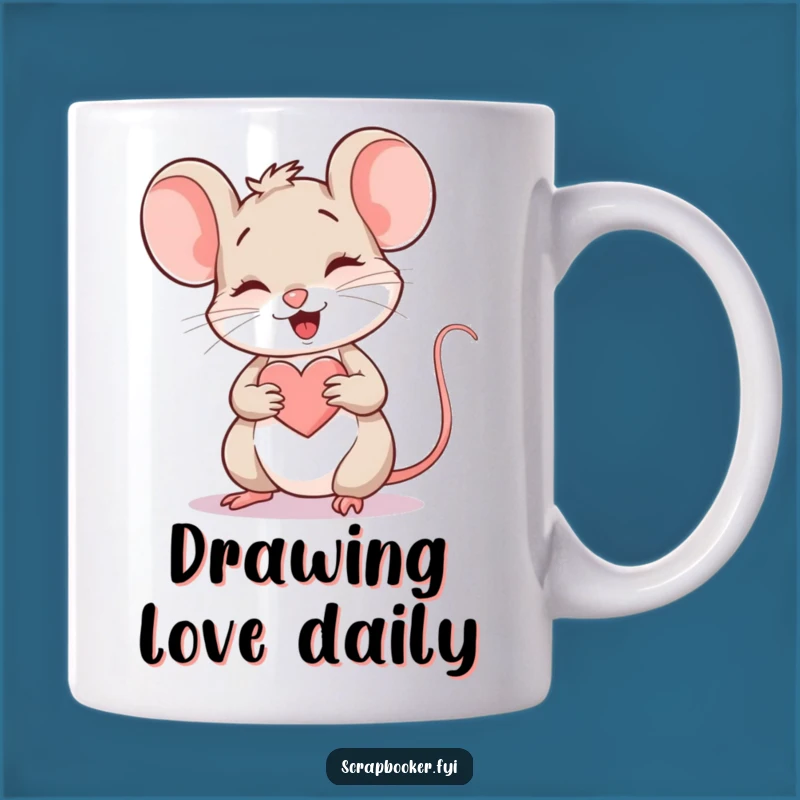 Funny Mouse Heart Mug: Spread Love with This Adorable Drawing Companion