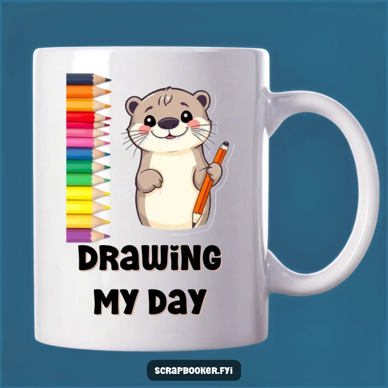 Funny Otter Sketch Mug: Creative Gift for Art Lovers and Animal Enthusiasts