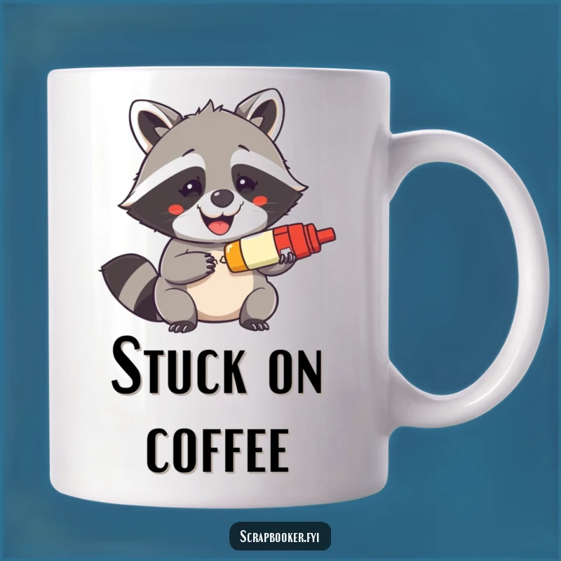 Funny Raccoon Glue Stick Mug - Mischievous Grin, Perfect Crafty Hobbyist Gift