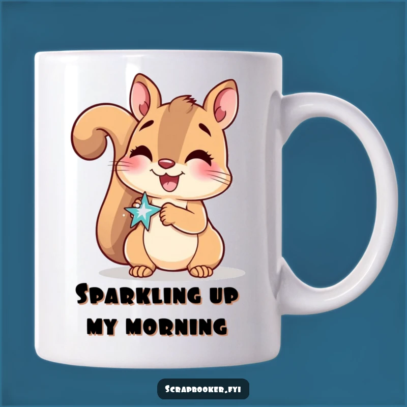 Funny Squirrel Craft Mug: Sparkly Sticker Joy Gift