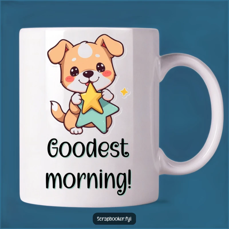 Funny Dog Mug: Playful Star Sticker - Happy Pup Humor Gift