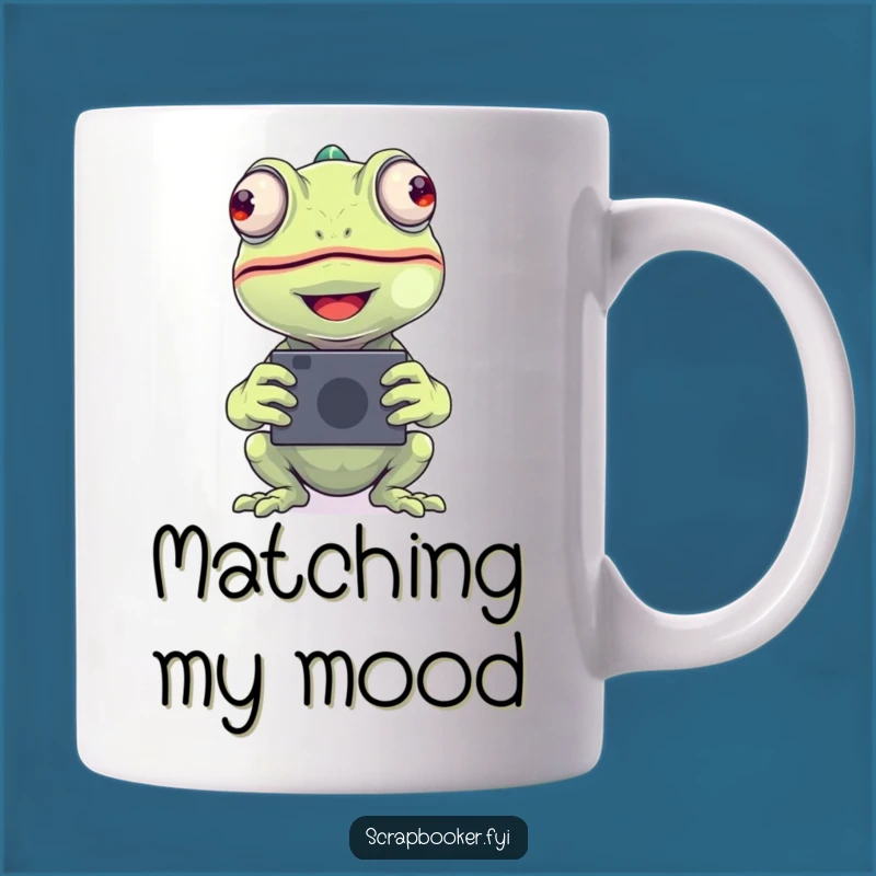 Funny Chameleon Photo Mug A Perfect Gift for Memory Keepers with a Humorous Twist