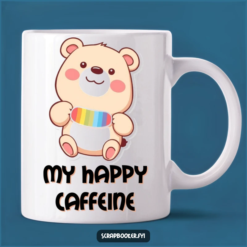 Funny Happy Bear Sticker Mug - Delightful Crafting Humor Gift