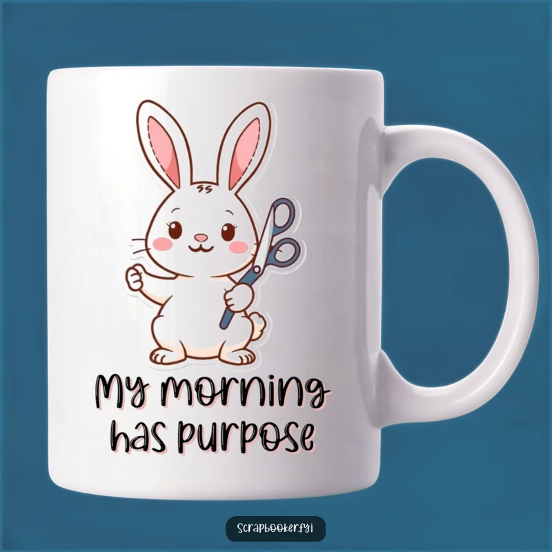 Funny Rabbit Crafter Mug: Enthusiastic Scissors & Shapes Gift for Artists