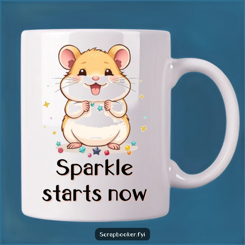 Funny Hamster Decorator Mug: Shiny Embellishments & Craft Humor Gift