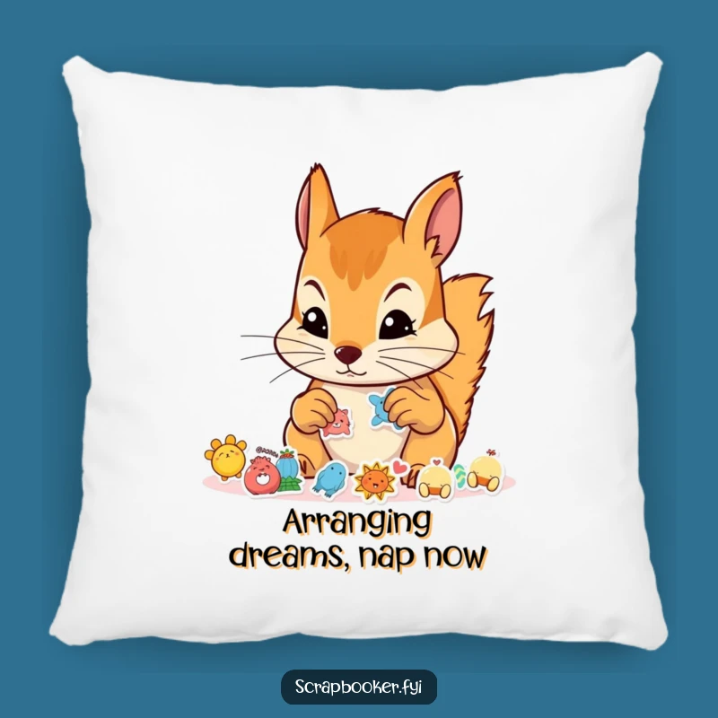 Funny Squirrel Sticker Artist Pillow: Cozy Comfort with a Hilarious Crafty Critter Design