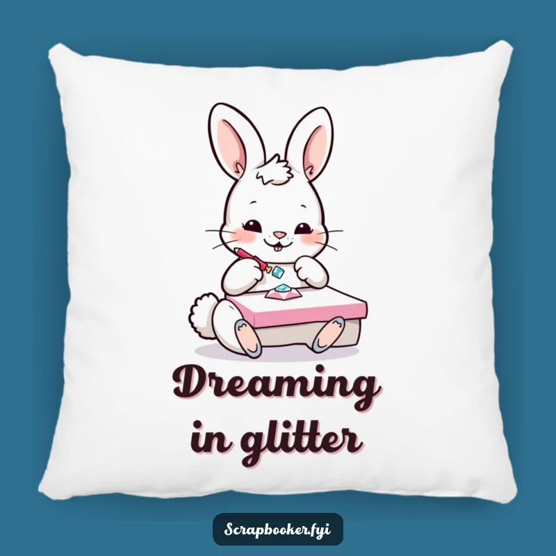 Funny Bunny Crafting Pillow: Cozy Comfort with a Playful Gem-Gluing Bunny