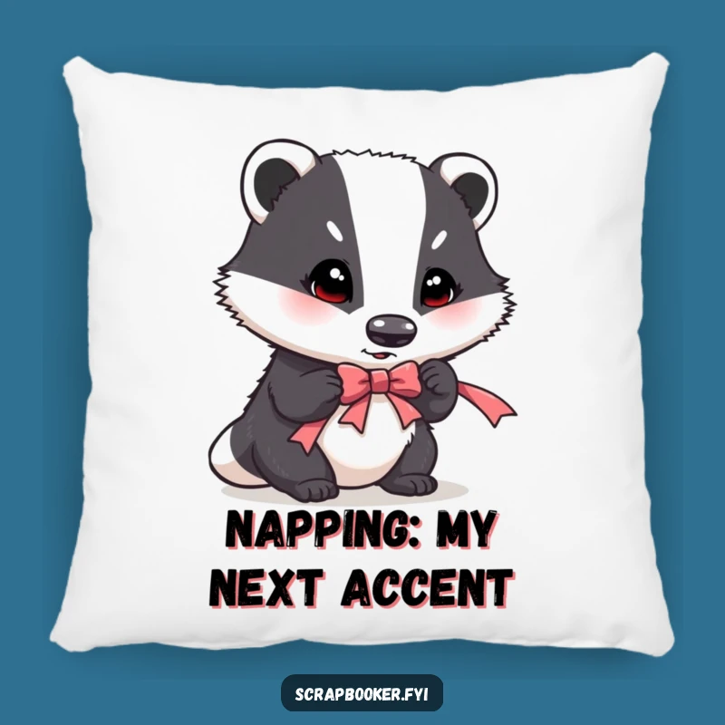 Funny Badger Crafting Pillow: Cozy Comfort for Creative Souls