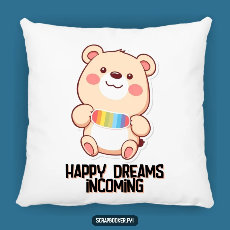 Funny Happy Bear Sticker Pillow - Cozy Comfort with Crafty Joy