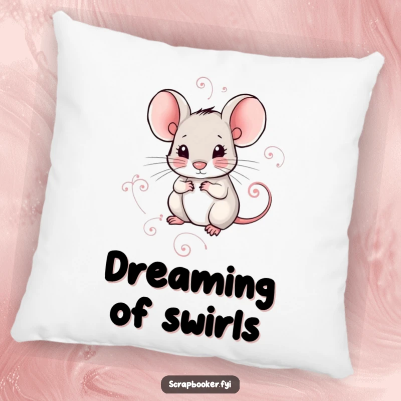 Funny pillow featuring a mouse with meticulous focus drawing a decorative swirl. Perfect for adding artistic flair and comfort.