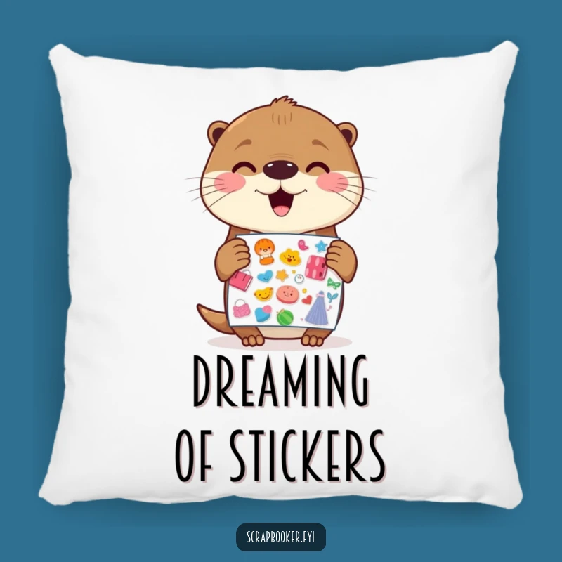 Funny Otter Pillow: Sticker Joy - Cozy & Cheerful Otter Accent Gift
