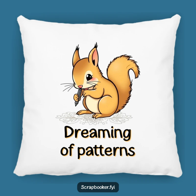 Funny Squirrel Artist Pillow: Soft, Hilarious Pen Art Cushion, Perfect Gift