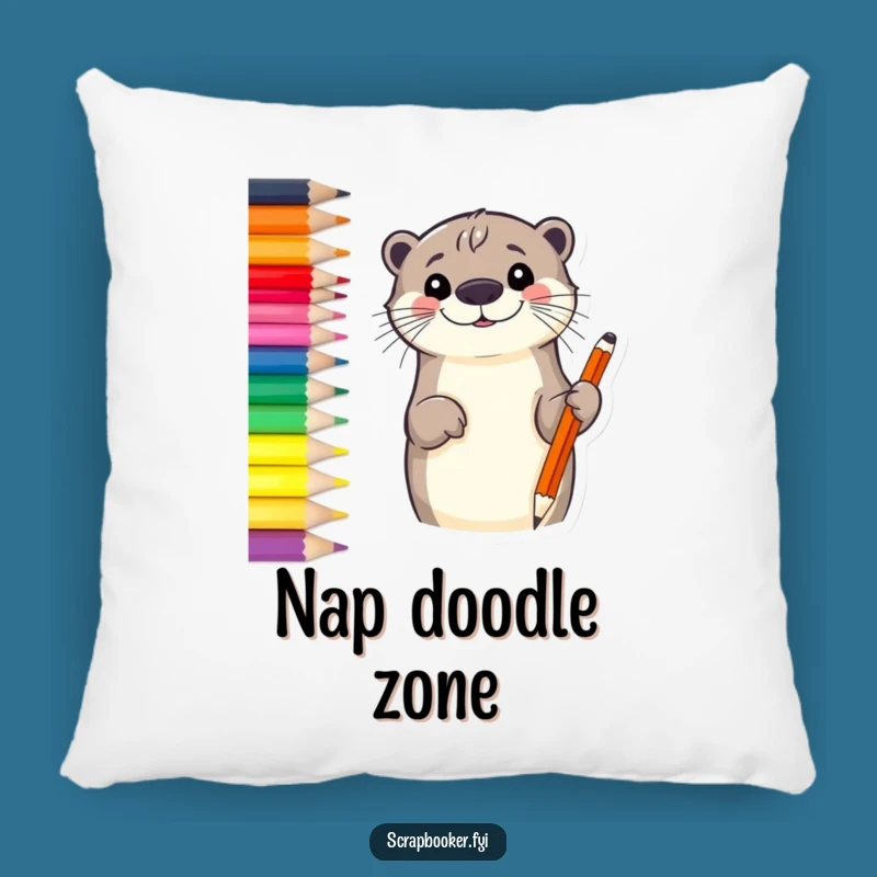 Funny Otter Sketch Pillow: Cozy Up with This Hilarious Art Throw
