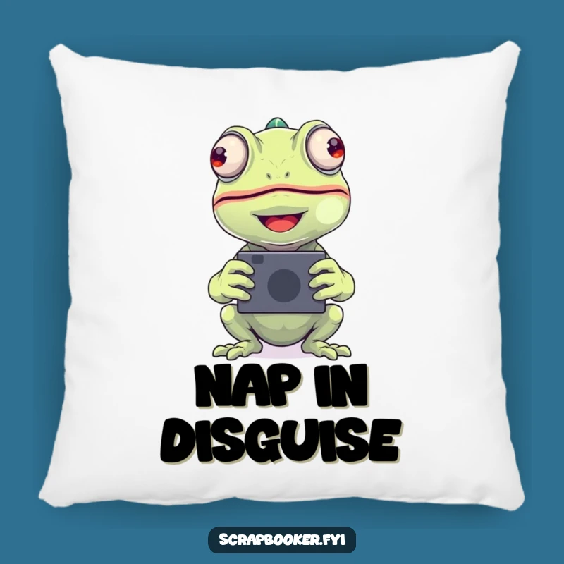 Funny Chameleon Photo Pillow A Comfy Gift for Photographers Who Appreciate Humor
