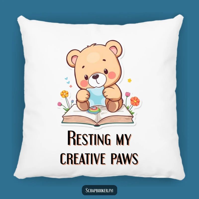 Funny Bear Pillow: Cozy Crafting Comfort, Hilarious Gift for Art Lovers!