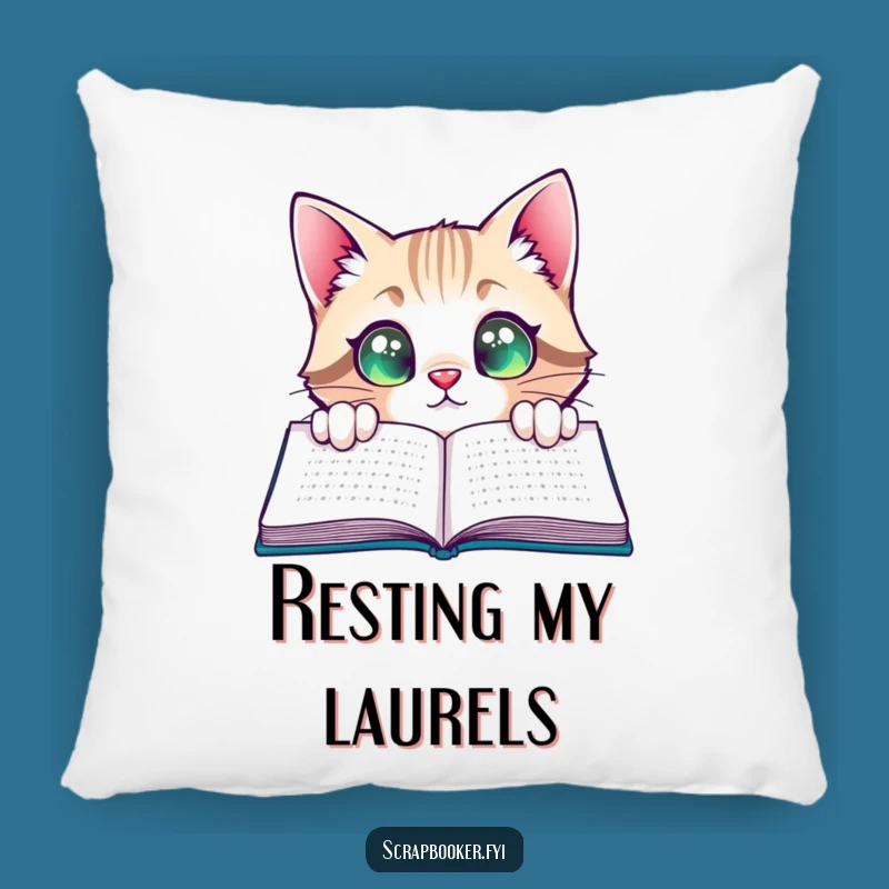 Funny Cat Pillow: Cozy Reading Comfort - Satisfied Cat Accent Gift
