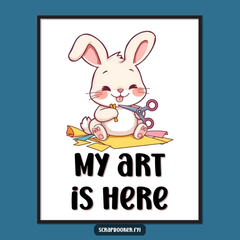 Funny Bunny Digital Art Print: Cheerful Crafting Gift