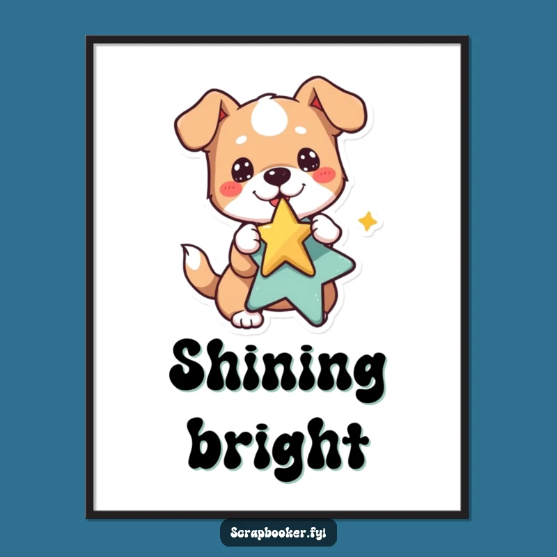 Funny Dog Digital Art: Playful Star Sticker - Instant Happy Decor