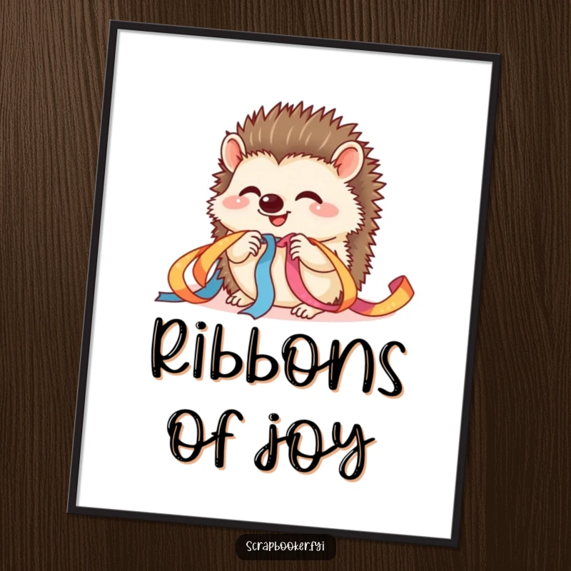 Funny hedgehog craft digital art print showing a giggling hedgehog, perfect for instant wall decor and as a funny gift.