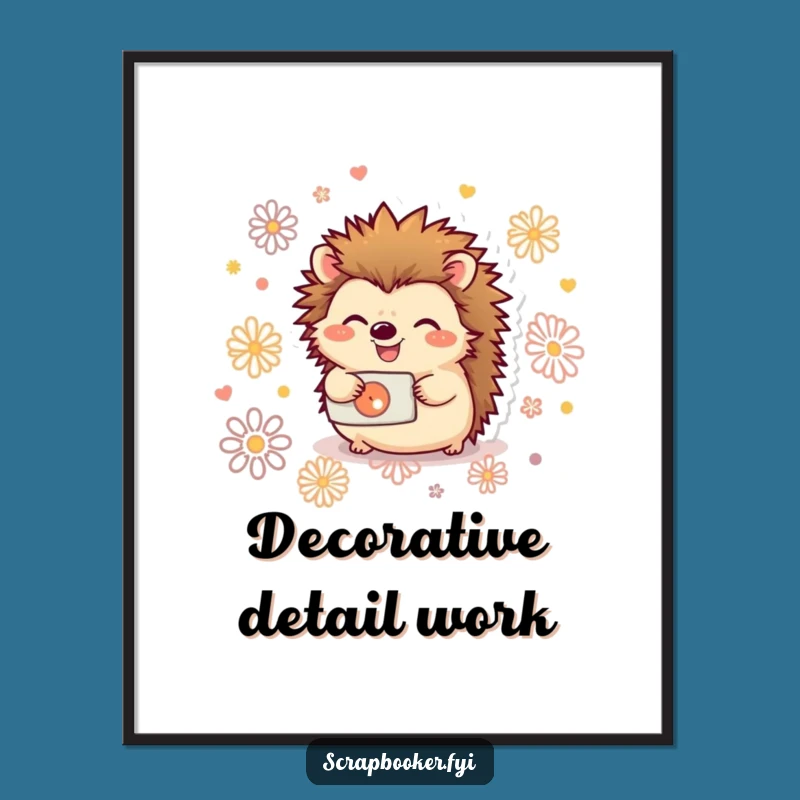 Funny Hedgehog Paper Punch Digital Print: Instant Download for Whimsical Crafting Art