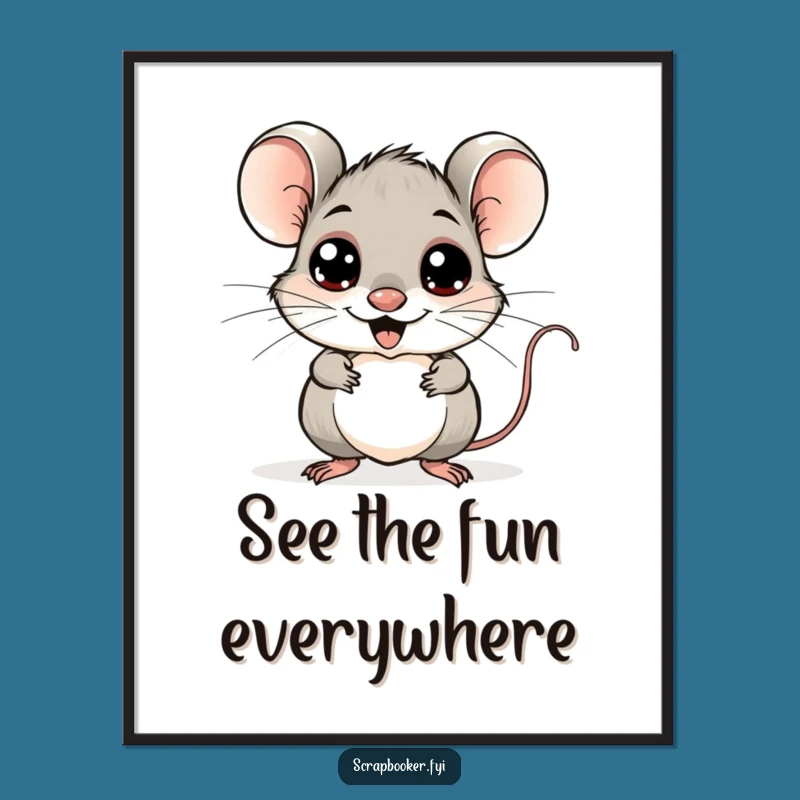 Funny Mouse Googly Eyes Digital Art: Whimsical Artist Print for Instant Joy