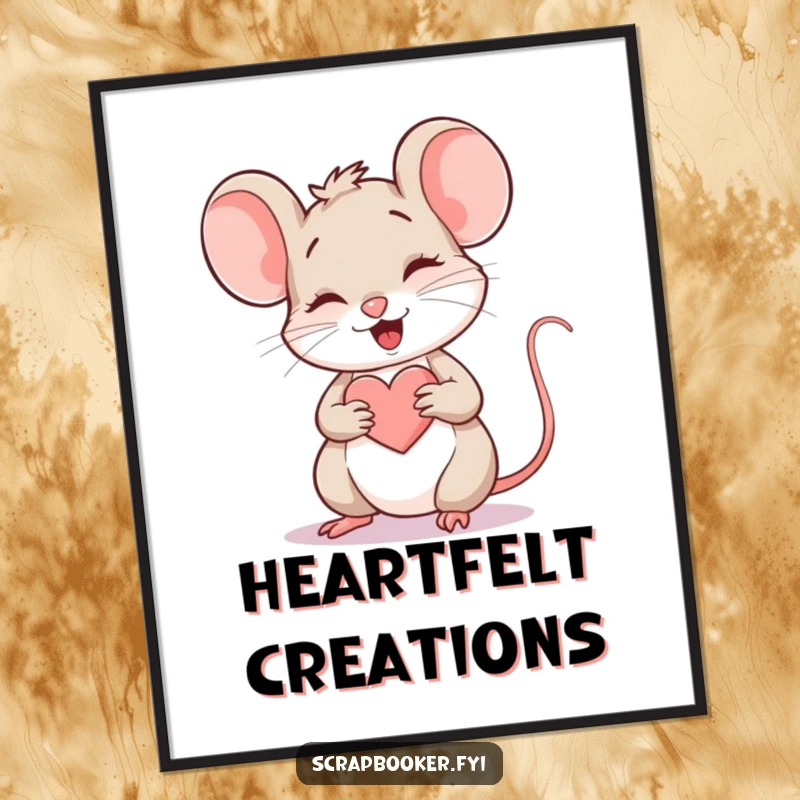 Funny Mouse Digital Art: A giggling mouse drawing a heart, a humorous and downloadable artwork celebrating art and love.