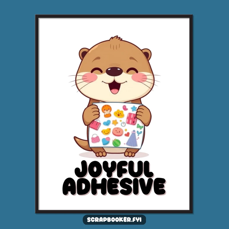Funny Otter Digital Art: Gleeful Sticker Joy - Instant Cheerful Wall Decor Gift