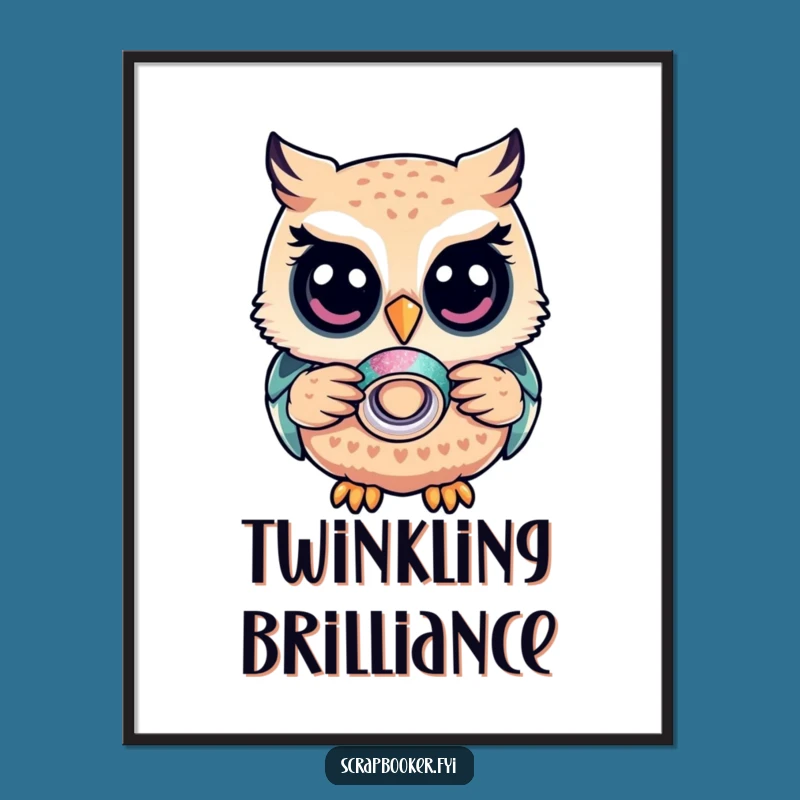 Funny Owl Glitter Tape Digital Art: Whimsical Owl Printable for Instant Charm