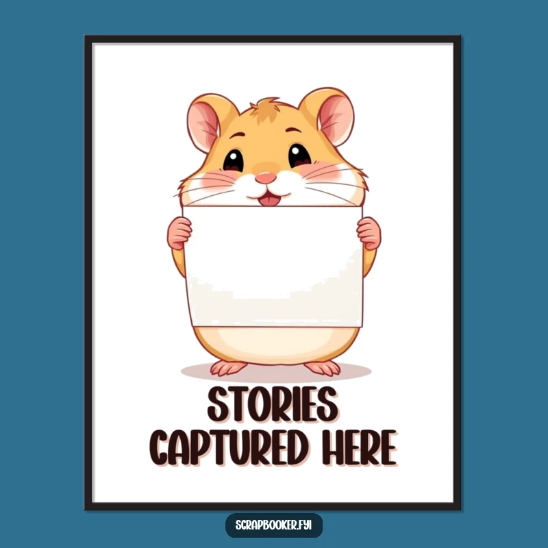 Funny Proud Hamster Scrapbook Digital Print - Instant Crafty Decor