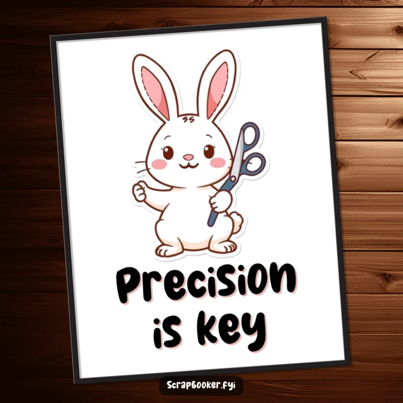 Funny Digital Art Print: A lively rabbit enthusiastically cutting out shapes with scissors, a humorous and artistic printable for any space.