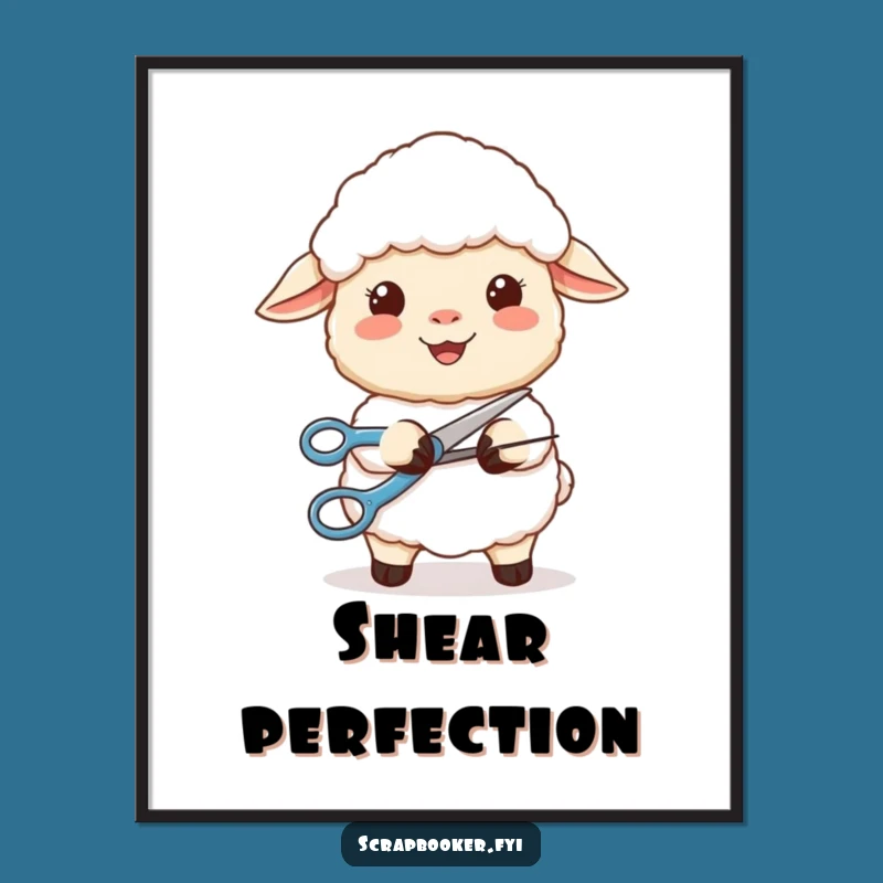 Funny Sheep Scissors Digital Print: Content Craft Art, Perfect Instant Gift