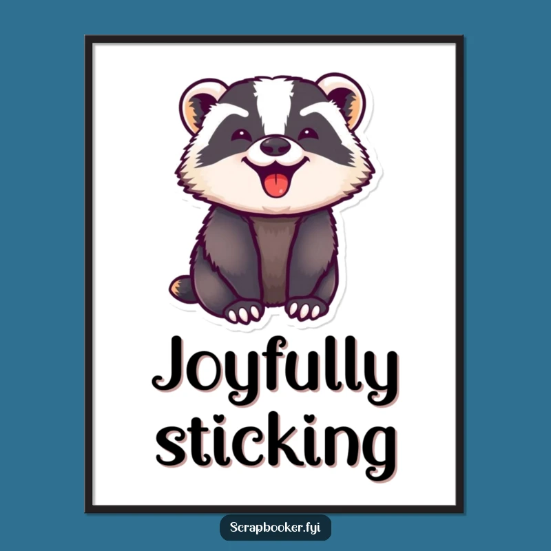 Funny Badger Sticker Digital Print: Joyful Art for Instant Decor